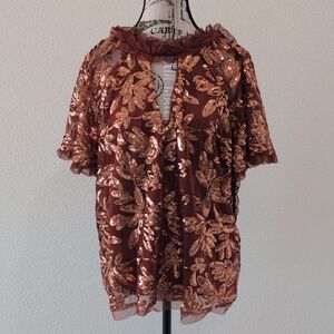 Anthropologie Elegant Sequin Embellished Top